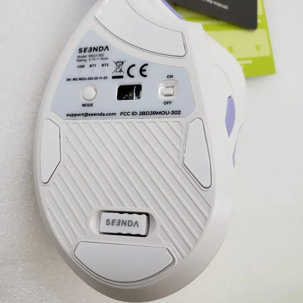 Seenda BT Ergonomic Vertical Wireless Mouse - White & Purple Ergonomic Mouse